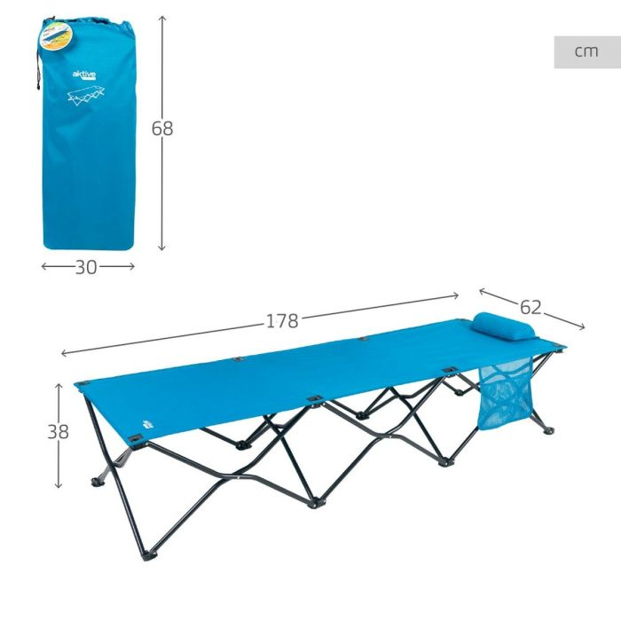 Lit pliant Aktive Bleu Camping 178 x 62 x 38 cm 178 x 38 x 62 cm (2 Unités) 3