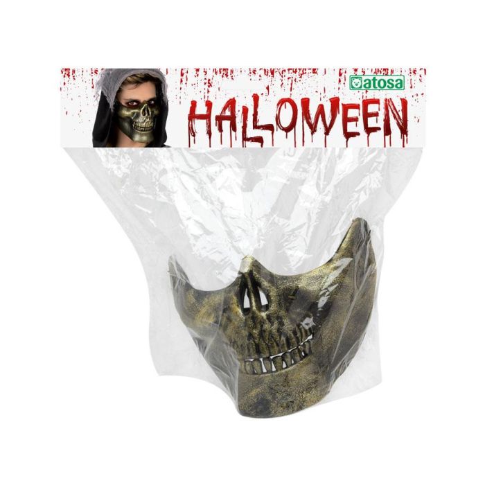 Masque crâne en PVC doré pour costume de mort ou guerrier, fantaisie, théâtre et Halloween