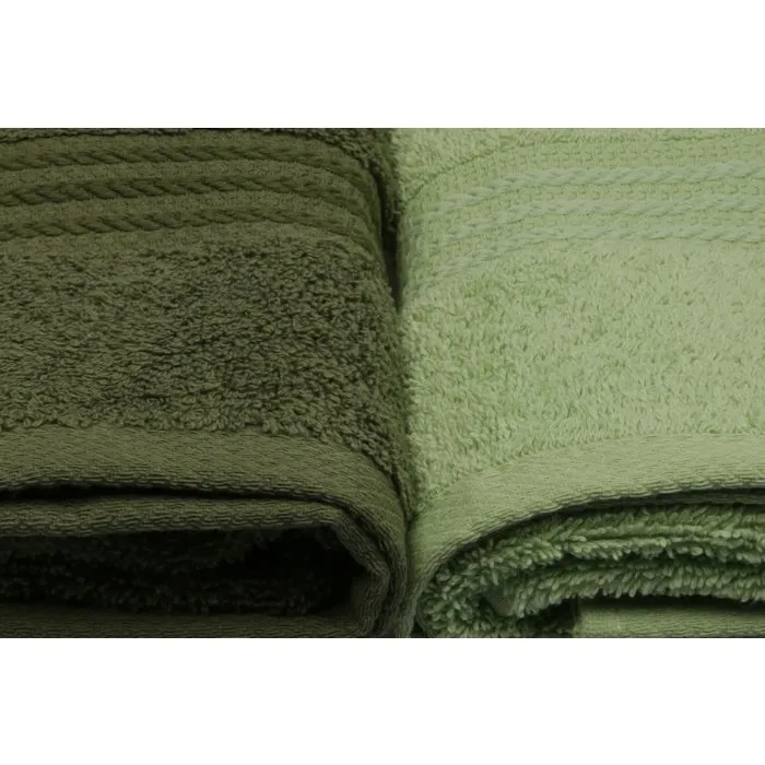 Ensemble de 4 serviettes de main en coton 100% - 50x90 cm - Vert - Pour salle de bain Ensemble de 4 serviettes de main en coton 100% - 50x90 cm - Vert - Pour salle de bain