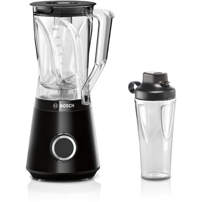 Bosch VitaPower MMB614GO - Mixeur Blender 1200 W, 2 vitesses + Turbo, Bol 2 L Tritan, 4 lames, 30 000 tr/min, Fonction gourde 650 ml incluse, Noir Bosch VitaPower MMB614GO - Mixeur Blender 1200 W, 2 vitesses + Turbo, Bol 2 L Tritan, 4 lames, 30 000 tr/min, Fonction gourde 650 ml incluse, Noir