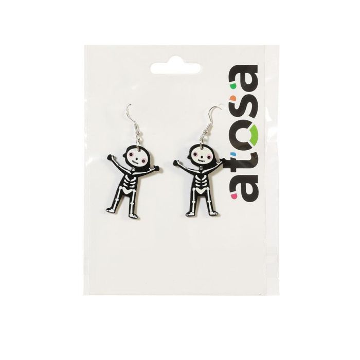 Boucles d'oreille squelette humain pour costume d'Halloween, accessoire effrayant pour déguisement mort, zombie, fantôme et spectacle