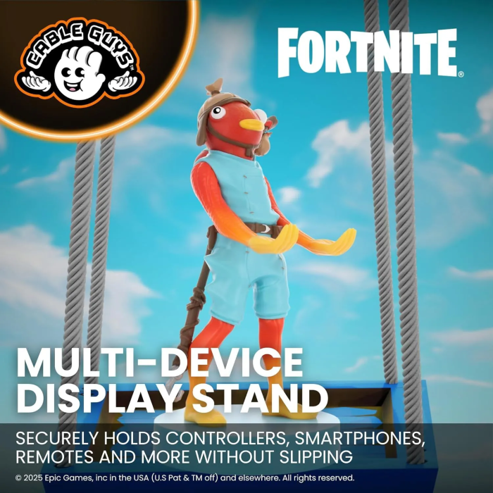 Exquisite Gaming Figurine Fortnite Poiscaille (Fishstick) Support avec câble USB - Compatible PS5, Xbox Series, smartphone - 20 cm