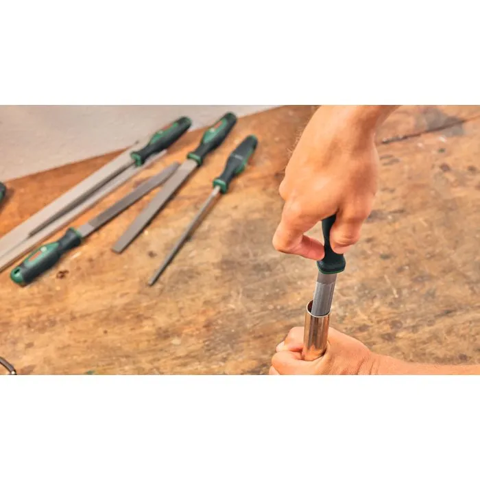 Bosch - Jeu de 3 limes à métaux 200 mm / 8" (plate, demi-ronde, ronde) avec brosse et poignée Softgrip - Conforme ISO 234