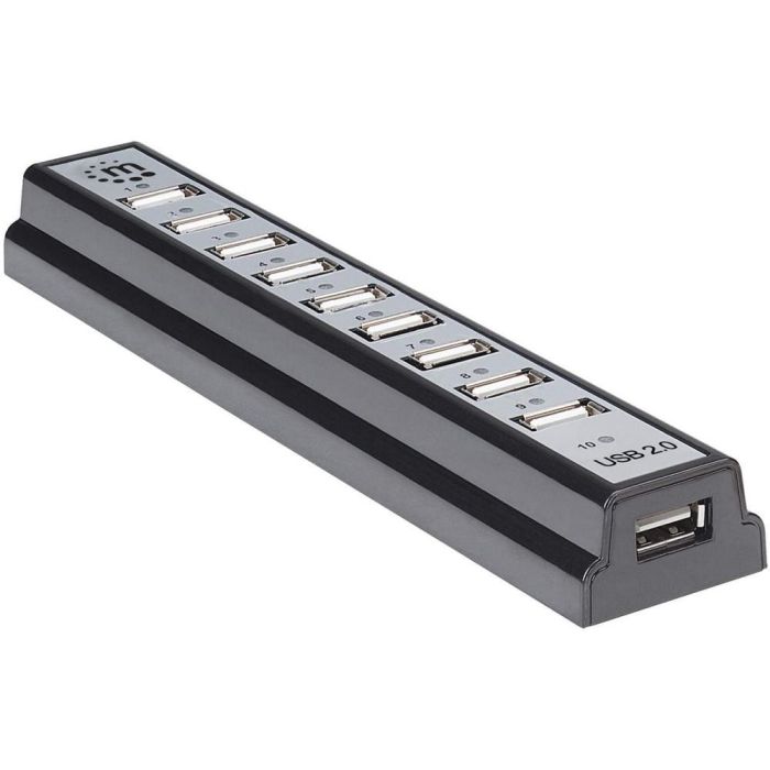 MANHATTAN USB-HUB 10-Port USB 2.0 Desktop Hub schwarz 1