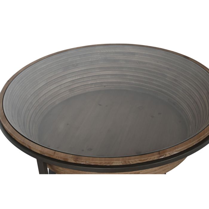 Table Basse Home ESPRIT Verre Bois d'épicéa 102 x 102 x 46 cm 4 Table Basse Home ESPRIT Verre Bois d'épicéa 102 x 102 x 46 cm 4