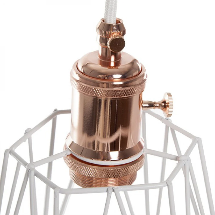 Douille E27 Câble 5000mm Blanc 3x0,75mm Douille à interrupteur rotatif Cuivre - Cage - Prise AM-AT536 1