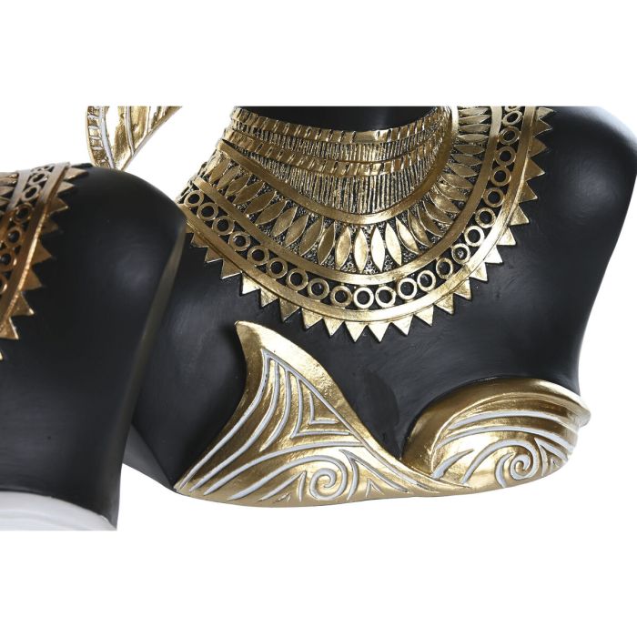 Figurine Décorative Home ESPRIT Blanc Noir Doré Africaine 22 x 11 x 37 cm (2 Unités) 2