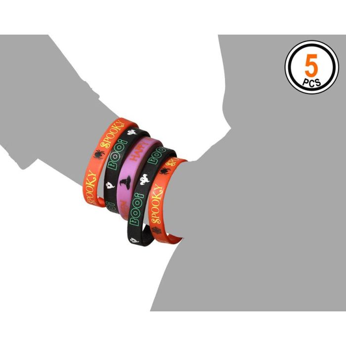 Kit de bracelets d'Halloween - Set de décoration avec 5 bracelets à motifs effrayants