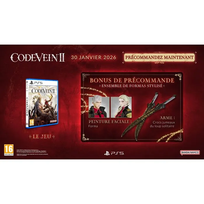 Bandai Namco Entertainment CODE VEIN II - Jeu d'action-RPG post-apocalyptique pour PlayStation 5 (PS5)