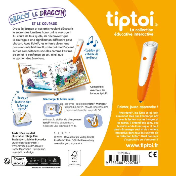 Ravensburger tiptoi 13099075 - Livre interactif 'Draco le dragon et le Courage', jeu éducatif électronique sans écran pour enfants dès 4 ans Ravensburger tiptoi 13099075 - Livre interactif 'Draco le dragon et le Courage', jeu éducatif électronique sans écran pour enfants dès 4 ans