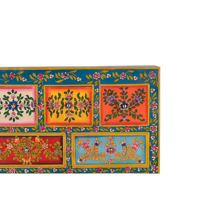 Giner y Colomer Commode 7 tiroirs et 2 portes en MDF et bois de mango peint à la main multicolore - 122 x 80 x 40 cm 4