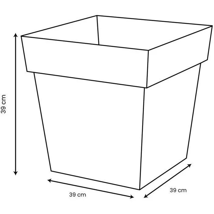 Eda Pot de Fleurs Carré Toscane 40 cm 38 L avec Rétention d'Eau 39x39x39 cm Bleu Jean