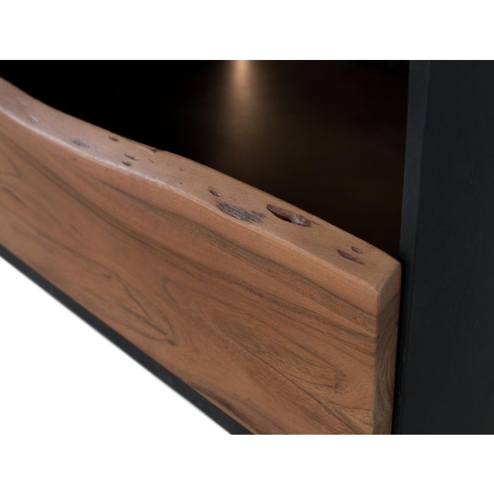 GINER Y COLOMER Meuble TV en Acacia Massif 180x50x42 cm, 3 Tiroirs, avec Éclairage Intérieur, Coloris Naturel et Noir 2 GINER Y COLOMER Meuble TV en Acacia Massif 180x50x42 cm, 3 Tiroirs, avec Éclairage Intérieur, Coloris Naturel et Noir 2