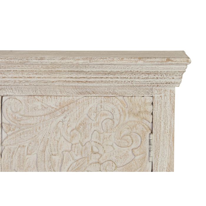 GINER Y COLOMER Buffet en bois de manguier massif, 2 portes et 1 étagère, finition blanc vieilli, 90 x 90 x 40 cm 4 GINER Y COLOMER Buffet en bois de manguier massif, 2 portes et 1 étagère, finition blanc vieilli, 90 x 90 x 40 cm 4