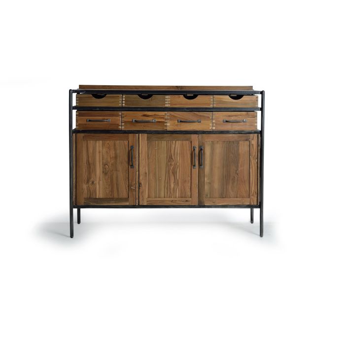 GINER Y COLOMER Buffet en teck et bois de manguier avec métal, couleur naturel, 8 tiroirs et 3 portes, 110 x 140 x 40 cm 0 GINER Y COLOMER Buffet en teck et bois de manguier avec métal, couleur naturel, 8 tiroirs et 3 portes, 110 x 140 x 40 cm 0