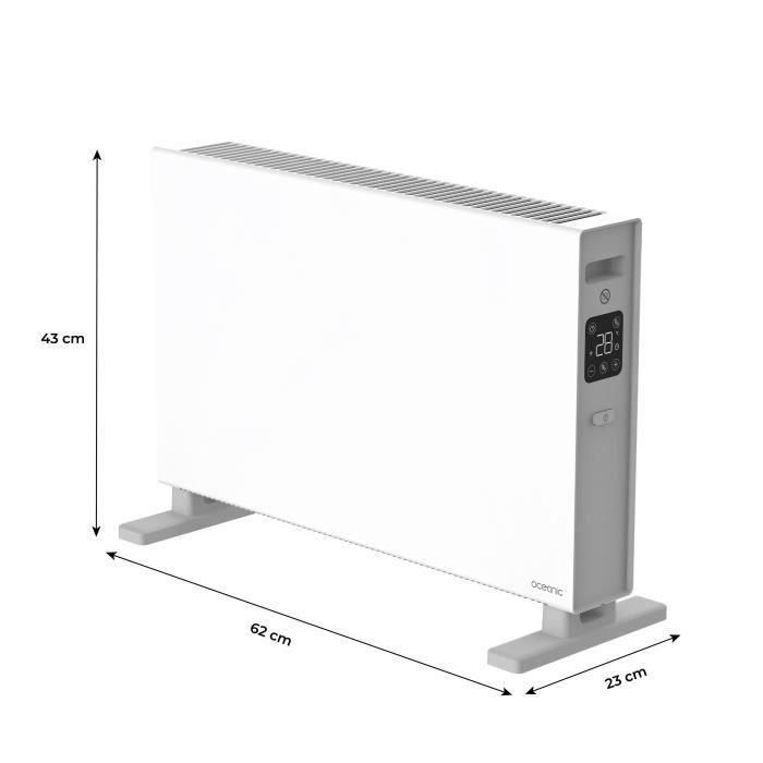 Radiateur convecteur électrique mobile - OCEANIC - 2000 W - 2 puissances - Blanc mat 5