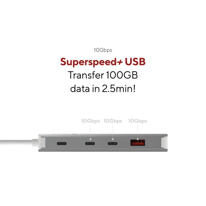 Hub USB Linq Byelements LQ49081PS Blanc Gris 11