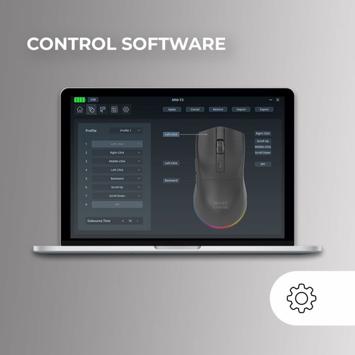 Souris Gaming Mars Gaming MMT3W Blanc 2