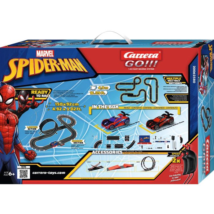 Carrera 20062580 - Circuit de Voitures Miniatures Spider Racing avec 2 Véhicules - Piste 4,9 m - Télécommande Filaire - Échelle 1:43 - Enfant dès 6 Ans