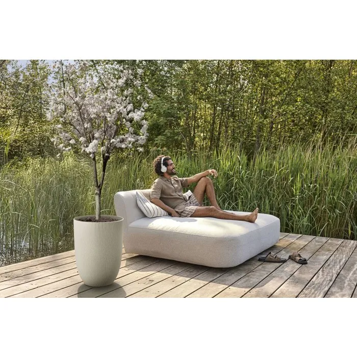 ELHO - Sereh Haut 40 - Pot de fleur haut 50 L - Ø 39 x H 53 cm - Beige - Pour balcon, intérieur et extérieur - En plastique 100% recyclé