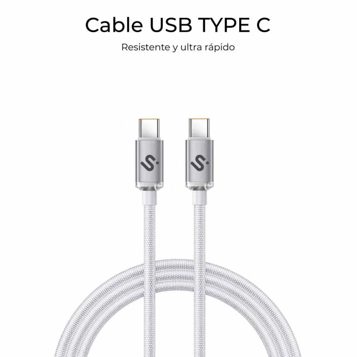 Câble USB-C vers USB-C Subblim OPTIMUS Blanc 1 m 18