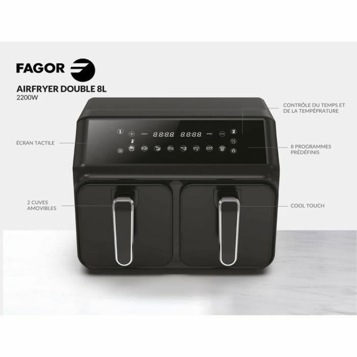 Friteuse à Air Fagor FG2X4L Noir noir 2200 W 8 L 1