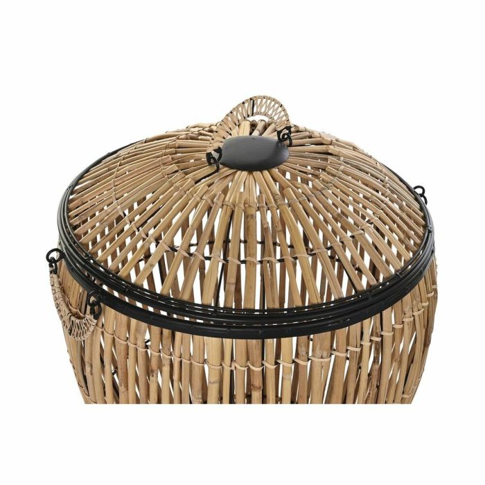 Lot de paniers DKD Home Decor Noir Naturel Métal Rotin 48 x 48 x 55 cm (2 Unités) 2