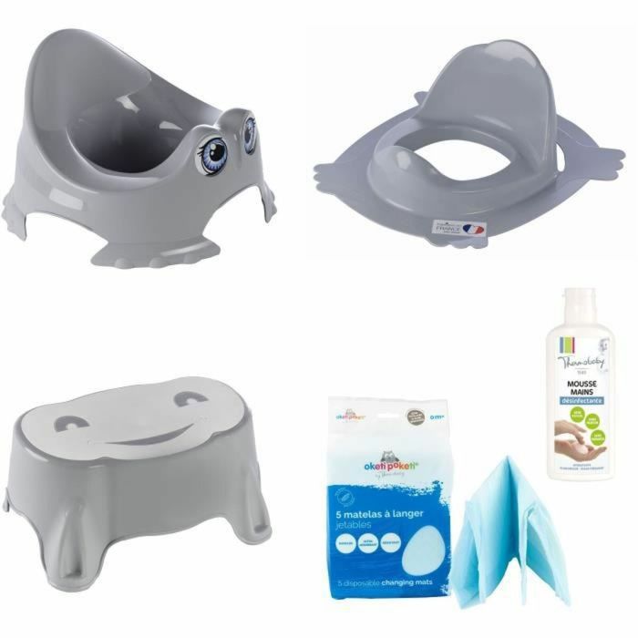 Thermobaby Kit d'Apprentissage Propreté : Pot, Réducteur WC, Marchepied, Matelas à langer, Mousse Désinfectante