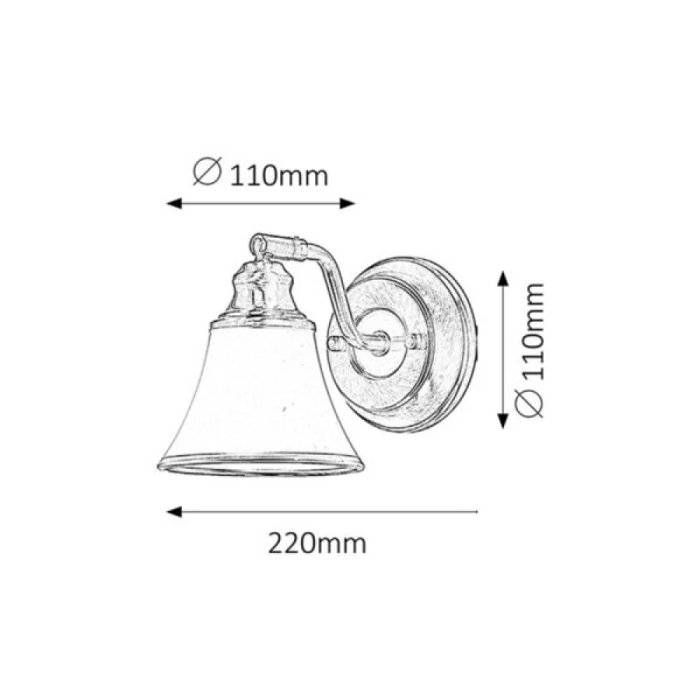 RABALUX Spot Grando 1xE14 IP20 Finition Laiton Tulipe Verre Blanc Opale Style Classique RAB-6545 1