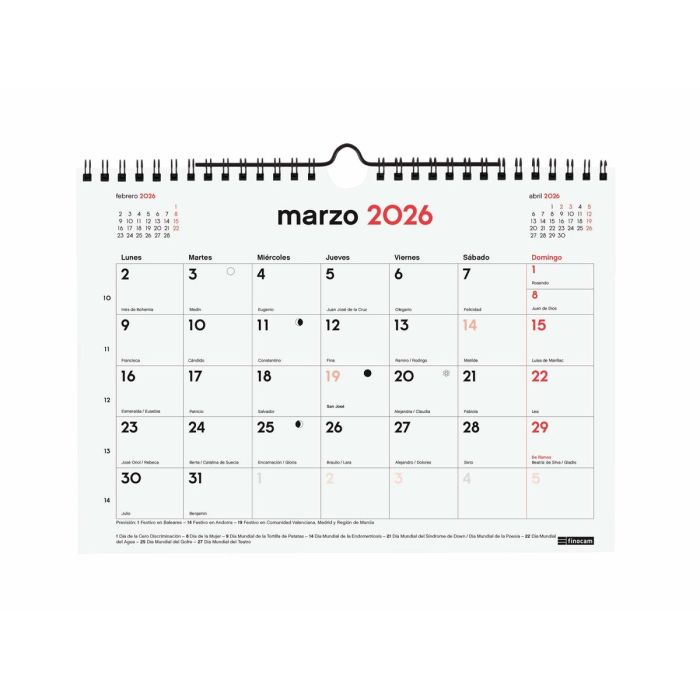 calendrier mural Finocam Papier 2025-2026 21 x 15 cm 4
