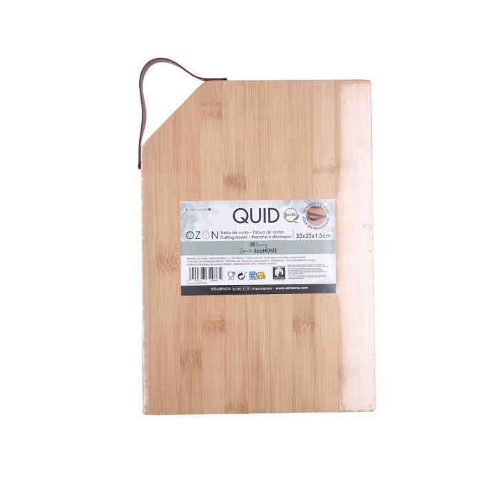 Tabla Bambú y Asa Simil Cuero Ozon Quid 33x23 cm 3