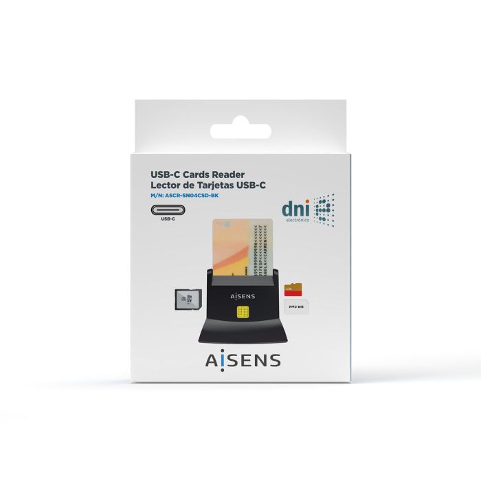 Lecteur de cartes DNI/SIP Aisens ASCR-SN04CSD-BK Noir 3 Lecteur de cartes DNI/SIP Aisens ASCR-SN04CSD-BK Noir 3