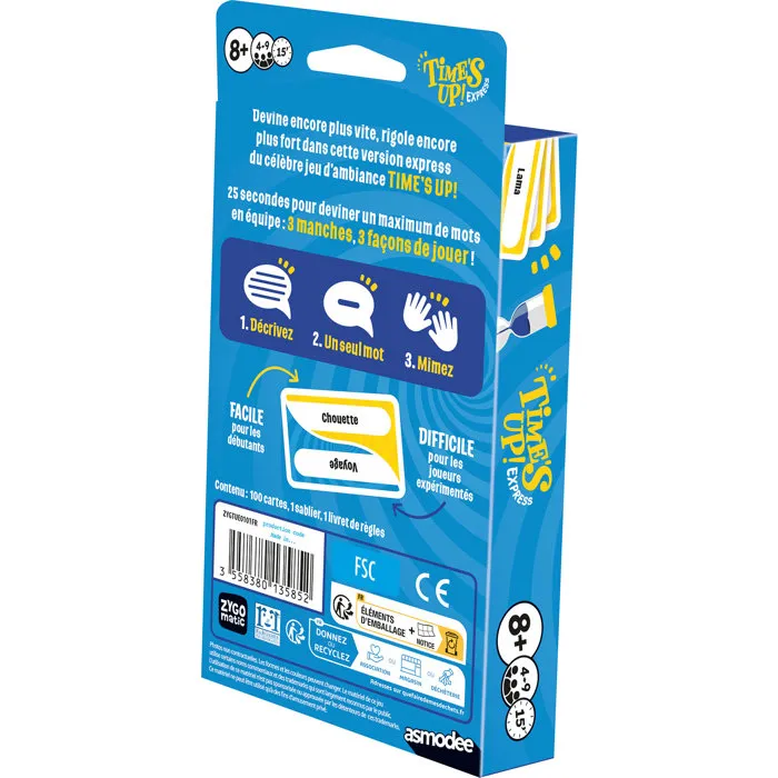 Asmodee - Time's Up Express - Jeu d'ambiance et de société pour famille - 4 à 9 joueurs - À partir de 8 ans - Format poche - En français