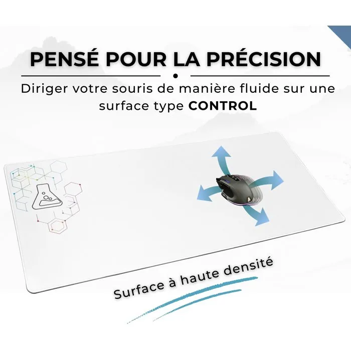 The G-Lab PAD SELENIUM - Tapis de souris XXL antidérapant gaming et bureau - 90 x 40 cm - Blanc