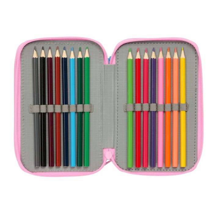 Pochette à crayons triple Stitch Bleu 12,5 x 19,5 x 5,5 cm 37 Pièces 7