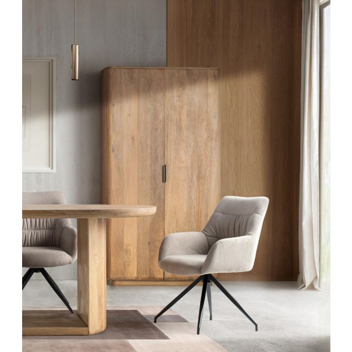 GINER Y COLOMER - Armadio - Armoire en bois de manguier naturel avec 2 portes, étagères amovibles et penderie - Lignes épurées et coins arrondis 4