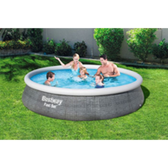 Bestway Piscine Gonflable Adulte Cerceau Rattan avec Filtre 396x84 cm Jardin 57376 1