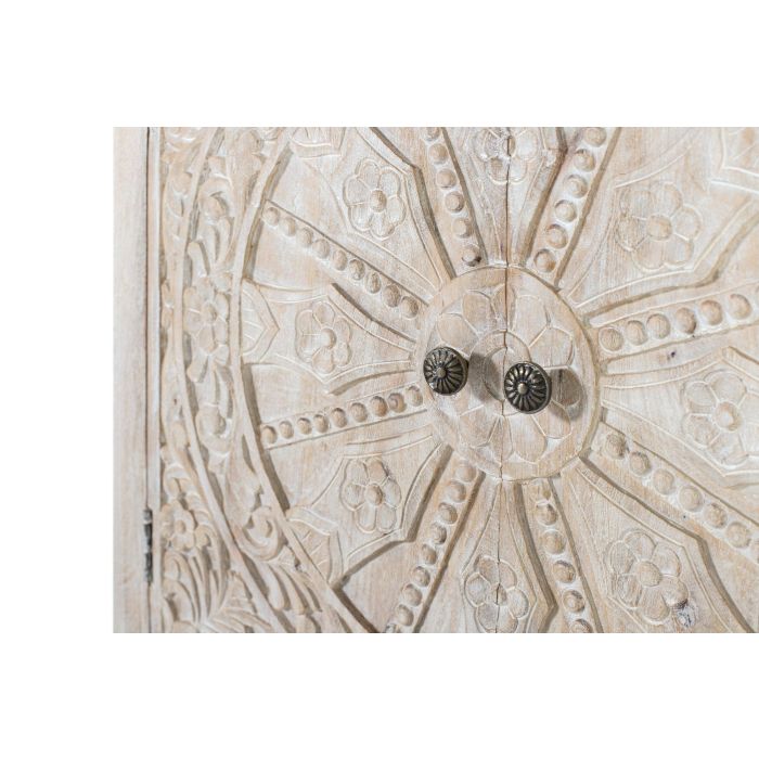 GINER Y COLOMER Buffet 2 portes en bois de manguier, fabrication artisanale, finition sable avec moulure et poignées noires, 1 bulto 4