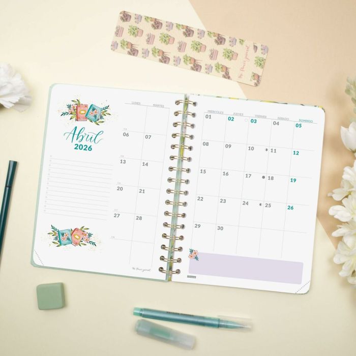 Agenda Finocam THE FLOWER JOURNAL A5 15,5 x 21,2 cm Vert 2026 7