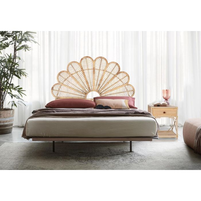 GINER Y COLOMER Tête de lit en rotin naturel, design artisanal, 180 cm de large, finition naturelle 4
