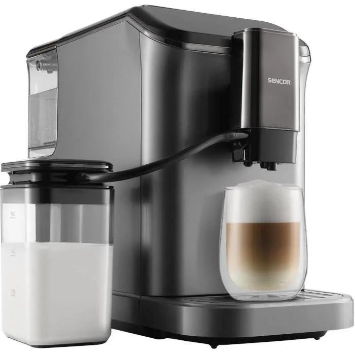 Sencor SES 8500BK Machine à Expresso Automatique avec Écran TFT, Broyeur Inox, 20 Bars, 1,5 L, pour Café et Cappuccino