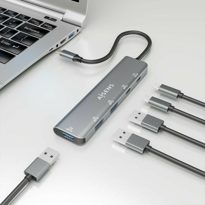 Hub USB Aisens A109-0857 Gris (1 Unité) 1 Hub USB Aisens A109-0857 Gris (1 Unité) 1