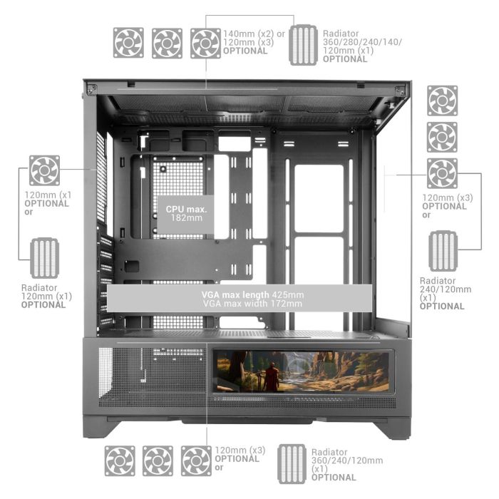 Boîtier ATX semi-tour Mars Gaming MCLCDX Noir 4 Boîtier ATX semi-tour Mars Gaming MCLCDX Noir 4