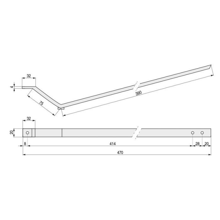 Pata Metal Master H-- V390/75 Cromo Un Lado 390Mm/Otro Lado 75Mm. Q&Q 1