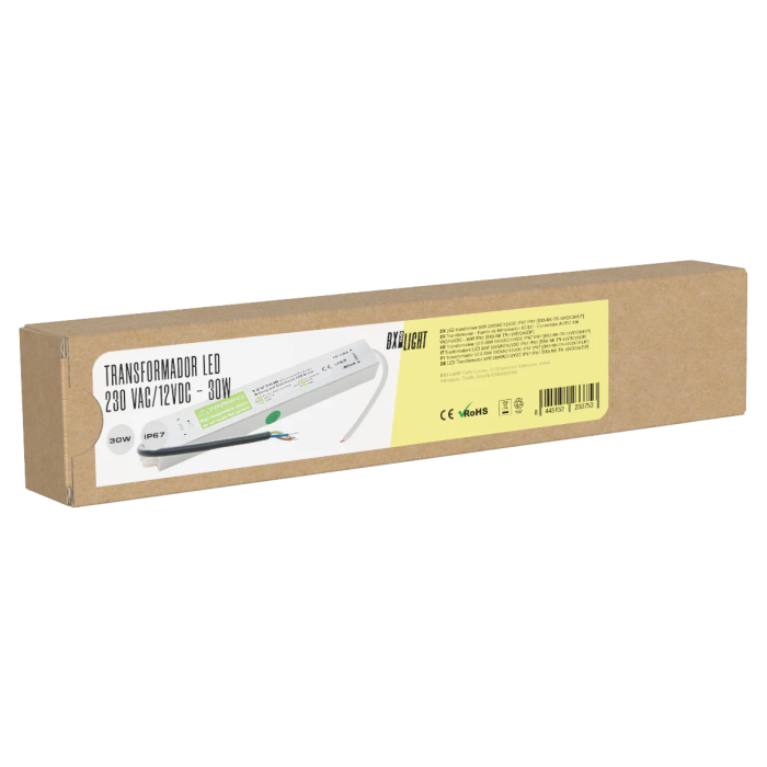 BX3 LIGHT - Transformateur Secteur Alimentation AC/DC 230V AC 12V DC 30W IP67 - BX3-NK-TR-12VDC30EIP - Pour Bandes LED Extérieur Résistant à l'Eau