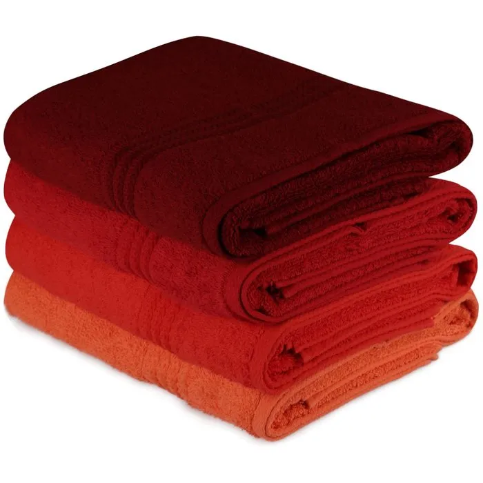 4 Serviettes de bain 70 x 140 cm en Coton 100% - Absorbantes et Douces - Orange 4 Serviettes de bain 70 x 140 cm en Coton 100% - Absorbantes et Douces - Orange