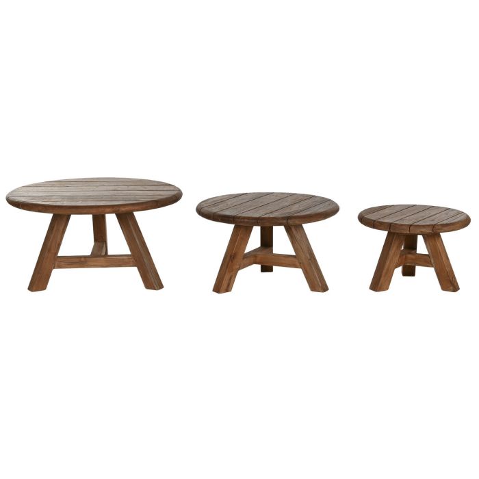 Jeu de 3 tables Home ESPRIT bois de teck 80 x 80 x 43 cm 1
