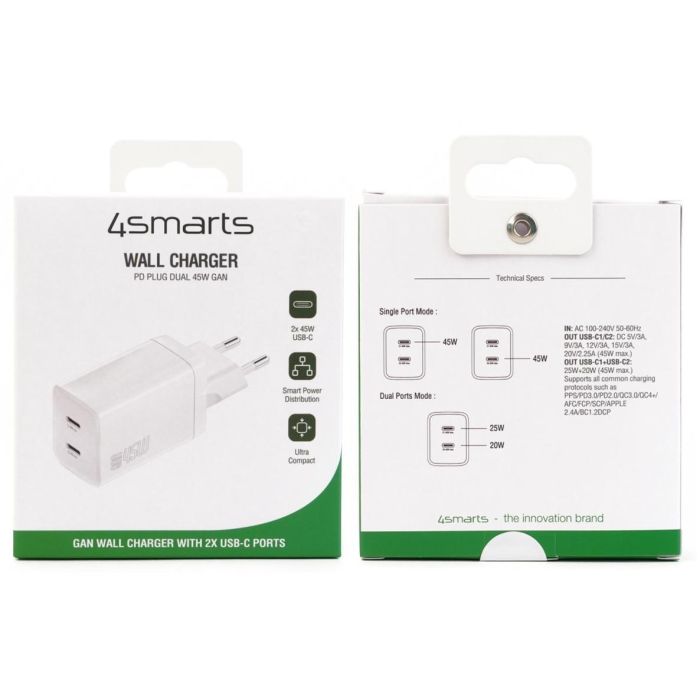 4smarts Charger PDPlug Dual 45W GaN 2xC white 4 4smarts Charger PDPlug Dual 45W GaN 2xC white 4