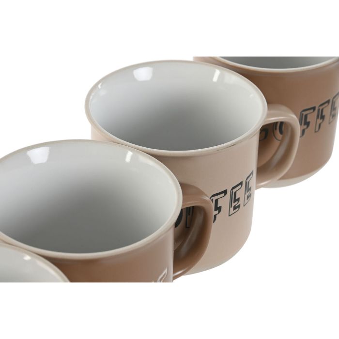 Ensemble de 4 mugs Home ESPRIT Marron Grès 285 ml 9 x 7 x 8 cm 3