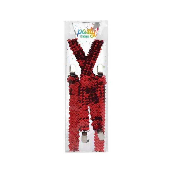 Tirants à paillettes rouges pour costume unisexe - Accessoire brillant et théâtral pour artistes et spectacles